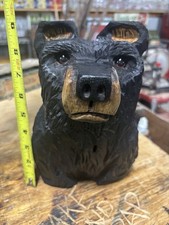 Carved Wood Standing Bear Figurine with Hat Molded resin/composite — listing 6