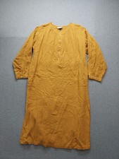 Mustard Yellow Button-Front Midi Shirt Dress with Camp Collar and Gathered Skirt — listing 3