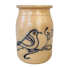Vintage Westerwald Salt-Glazed Stoneware Lidded Crock with Cobalt Bullseye — listing 4