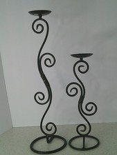 Set of Wrought Iron Twisted-Stem Floor Candlesticks with Star Base — listing 4