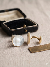 mother pearl cufflinks Antique Hand-Carved Mother of Pearl Barbell Cufflinks, Set of 2 Pairs