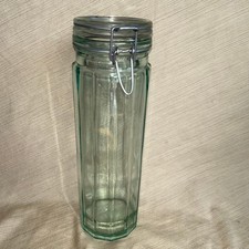 Vintage Hermetic Italian Glass Canister Jar with Wire Bail Hinged Lid — listing 5