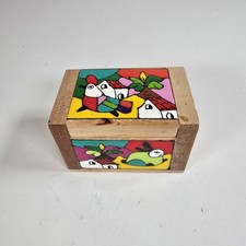 Hand-Painted Folk Art Wooden Trinket Box with Farm Scene — listing 6