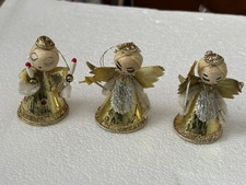 Angels Blessing Box Set - Three Spun Glass Angels with Gold Trim in Blue Velvet Presentation Box — listing 3