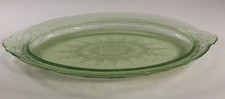 Green Depression Glass Footed Covered Candy Jar with Block/Panel Pattern — listing 5