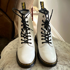 Dr. Martens Black Leather Cap-Toe Lace-Up Combat Boots with Satin Ribbon Laces, listing 6