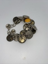 Antique Victorian Button Bracelet, Assembled from Enamel & Cut-Steel Buttons, Multi-Color, 7.5" L — listing 2