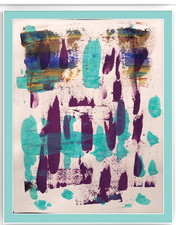 Original Abstract Botanical Mixed Media Painting with Gold Leaf Accents, Signed Jonnie K.C. Chardonn, Framed — listing 3