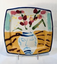 Stephen Kilborn Studio Cat Face Pottery Bowl Set - 13" Round Bowl & 9" Square Bowl, Black/Blue Glaze — listing 3