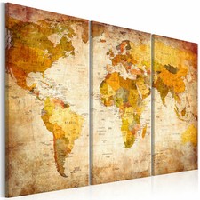 Framed Decorative World Map Print with Vintage Aviation Theme — listing 2