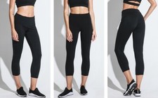 Black Capri Leggings, Cotton Blend, Women's Size Large — listing 3