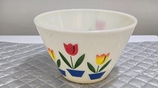 Fire-King Tulips Milk Glass Mixing Bowl (Splash Proof Style) — listing 2