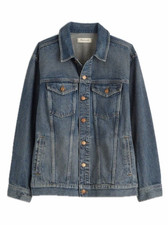 Madewell Oversized Denim Trucker Jacket in Faded Black/Washed Charcoal, Size XS — listing 3
