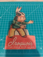 Vintage 1955 Iroquois Beer and Ale 11 Inch Cardboard Advertising Sign / Oversized Coaster, Buffalo NY — listing 3