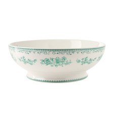 Vintage Mid-Century Ceramic Serving Bowl with Floral Transfer Decal