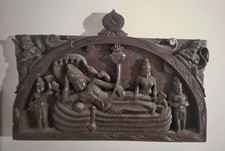 Hand-Carved Wooden Temple / Mandir Wall Shelf with Pyrography Decoration — listing 5