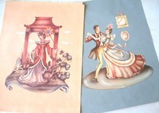 Pair of Vintage Donald Art Co. Victorian Southern Belle Lithograph Prints in Ornate Ivory Frames — listing 6