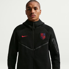 Nike Sportswear Windrunner Full-Zip Hoodie, Black/White Printed Chevron Yoke, Men's Small — listing 4