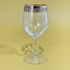 Vintage Gold Encrusted Rim Etched Wine Glass with Faceted Stem Yes - Fostoria/other name — listing 6