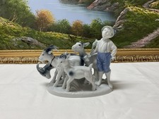 Gerold Porzellan Bavaria Porcelain Figurine Boy Playing Flute with Two Goats