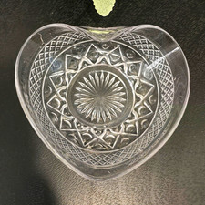 Vintage Clear Pressed Glass Heart-Shaped Hobnail Beaded Trinket/Candy Dish