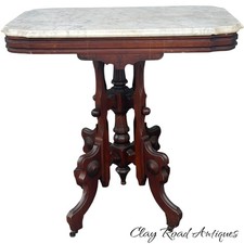 Antique Victorian Marble-Top Walnut 3-Drawer Dresser with Carved Fruit Pulls — listing 2