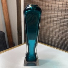 Hand-Blown Sommerso Teal Cased Glass Bud Vase — listing 2