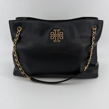 Tory Burch Britten Pebbled Leather Chain Crossbody Bag in Black — listing 5