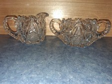 Cut Glass Creamer with Pinwheel and Hobstar Pattern, Sawtooth Rim — listing 2