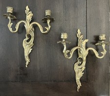 Vintage French Louis XV Rococo Style Cast Brass 3-Arm Electric Wall Sconce — listing 6