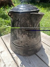 Vintage Black Speckled Graniteware Enamel Coffee Pot / Percolator — listing 4
