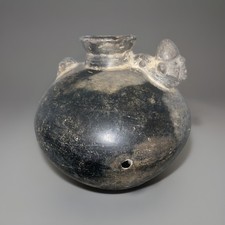 Pre-Columbian Style Blackware Seated Anthropomorphic Figure Vessel — listing 4