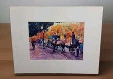 Original Watercolor Painting, Central Park Ice Skaters at Night with NYC Skyline — listing 4