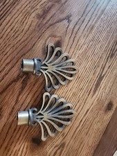 Pair of Decorative Gilt Resin Curtain Rod Finials with Acanthus Leaf Motif — listing 5
