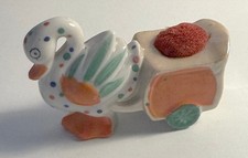 Vintage Figural Swan Pin Cushion with Velvet Cushion Insert