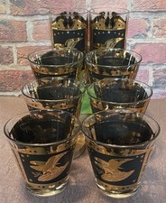 Mid-Century Frosted Highball Glasses with Gold Federal Eagle and Laurel Wreath Motif (Set) — listing 2