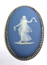 Wedgwood Blue Jasperware Miniature Pin Dishes with Classical Muses, Pair — listing 5