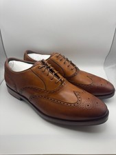 Men's Tan Leather Wingtip Brogue Derby Dress Shoes — listing 4