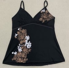 Y2K Black Rhinestone Brass-Knuckle Strap Tank Top with Pink Graphic Print — listing 2