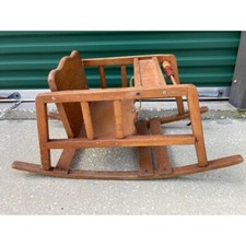 Vintage Child's Bentwood Rocking Chair, J. Lane Chair Co., Green Chenille Cushion — listing 6