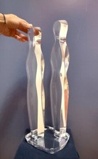 Lucite Acrylic Sculpture with Facing Profile Faces and Textured Base — listing 3