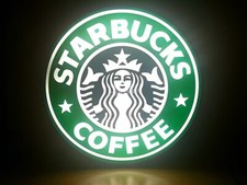 Starbucks Coffee Illuminated Round Wall Sign, Pre-2011 Siren Logo, Light-Up Store Display — listing 6
