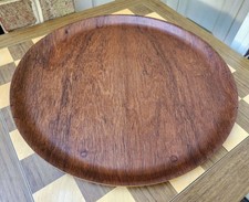 Vintage Wood Frame Serving Tray with Enamel/Formica Insert and Cutout Handles — listing 2