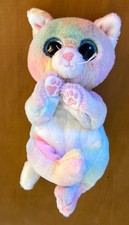 TY Beanie Bellies Pastel Rainbow Tie-Dye Cat Plush with Glitter Eyes — listing 5