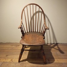 Bow-Back Windsor Armchair with Distressed Blue Paint Finish — listing 4