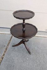 Vintage Duncan Phyfe Style Pedestal Occasional Table with Beaded Edge and Splayed Tripod Legs — listing 4