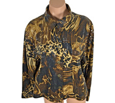 Elementz Sequined Zip-Up Evening Jacket Purple Pink Red Abstract Print — listing 3