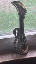 Art Nouveau Style Silver-Tone Swan Bud Vase with Sculptural Neck Handle — listing 6