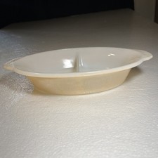 Fire King Milk Glass Three-Part Divided Relish Dish with Gold Beaded Rim — listing 3