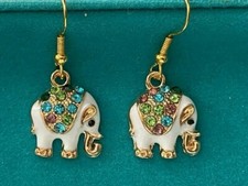 Pair of Antiqued Copper-Tone Elephant Head Charm Drop Earrings with Leverback Hooks — listing 6